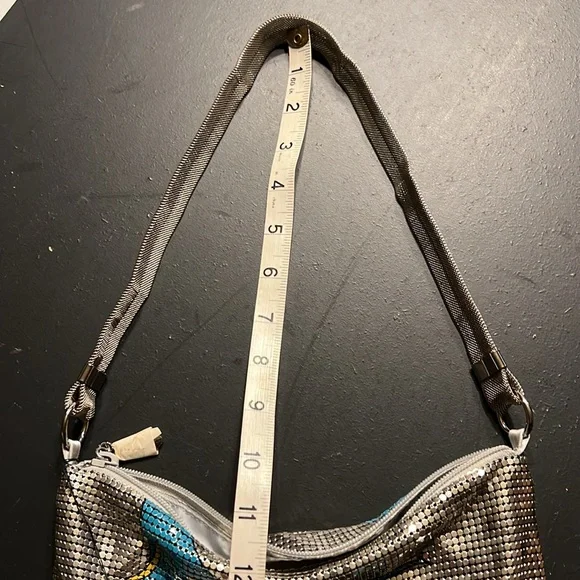 Vintage NEW with tags Whiting & Davis Mesh Peacock Feather Shoulder Bag - Picture 5 of 9